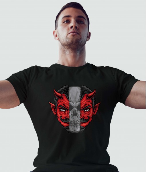Мъжка тениска с щампа Готика Skull and devil